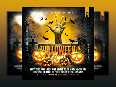 Halloween Flyer club club flyer event flyer flyer template halloween halloween night halloween party halloween week halloween weekend happy halloween holiday horror night instagram ladies night party pumpkin spooky month spooky season trick or treat