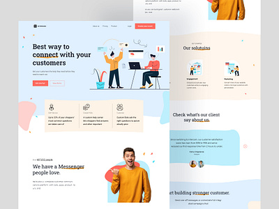 Intercom - CRM Landing Page colourful crm crm platform customer customer management customer relationship customer relationship management customer service design home page illustration landing page management popular saas startup ui uidesign ux website