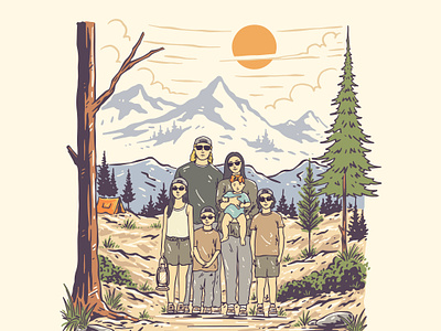 Camping Illustration adventure campfire camping explore graphic design handdrawn illustration outdoorapparel