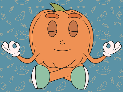Halloween pumpkin in groovy style. 80s art background character collection design designer for sale graphic design groovy halloween illustration logo mascot pattern poster retro set sticker vector