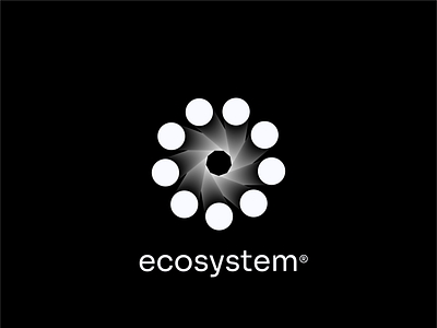 ecosystem logo brand circle clean design digital dots eco ecology ecosystem icon ios it logo mark negative space pattern sustainable symbol system technology