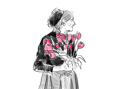 Portrait Drawing character design drawing flower illustration oldlady pencil drawing portrait portrait drawing sketch sketching 人像 插图 画画 肖像