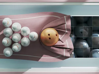 Bowling shot. 3d animation cinema4d cloth motion graphics simulation