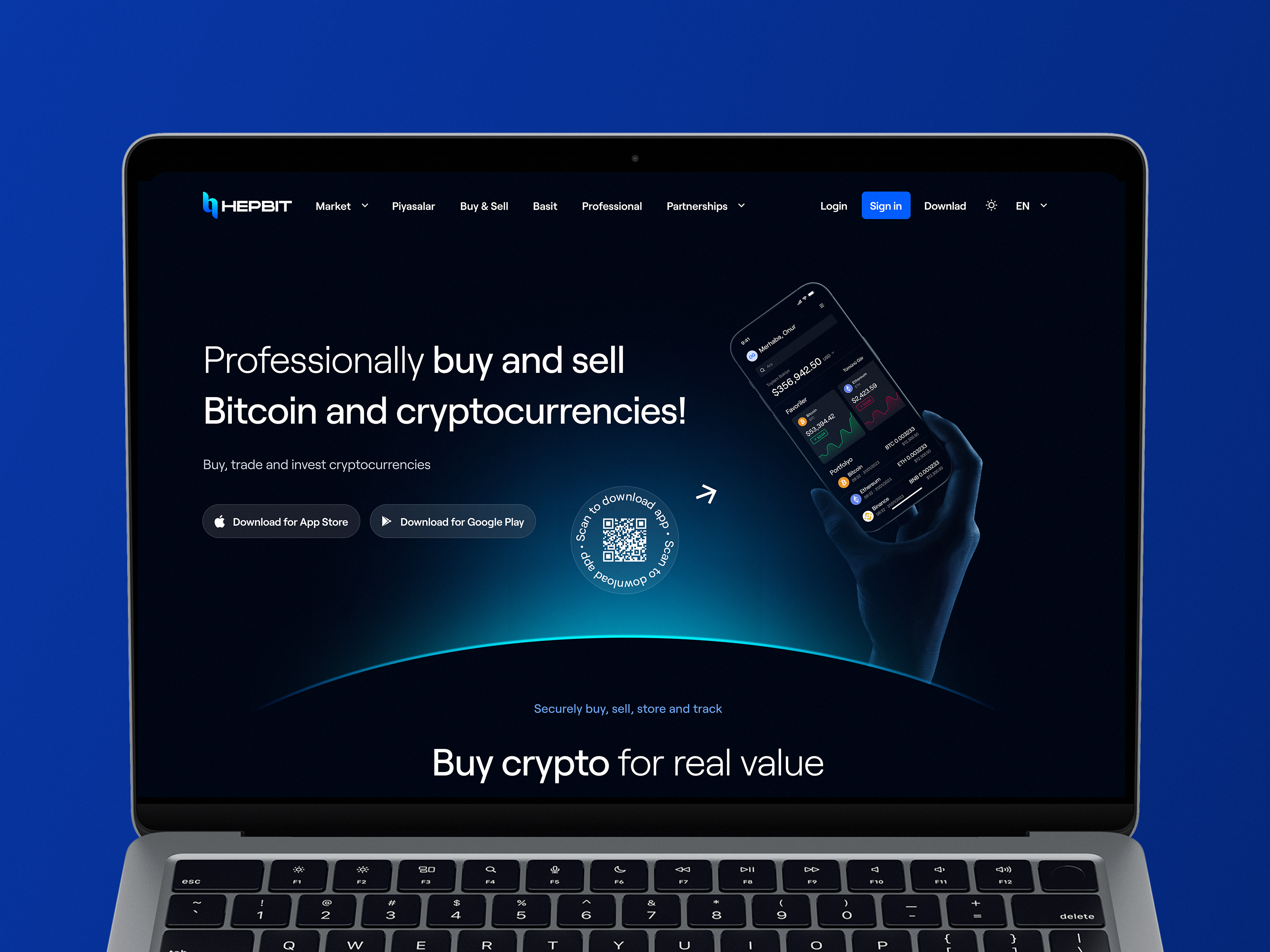 HEPBIT: Landing Page animation bitcoin blockchain crypto crypto exchange dark mode dark theme design exchange landing page saas saas design ui web web site