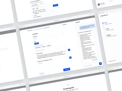 AI Hiring Assistant ai application chat gpt dashboard hiring platform hr matching recruitment screening test skills test table ux web