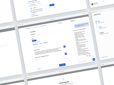 AI Hiring Assistant ai application chat gpt dashboard hiring platform hr matching recruitment screening test skills test table ux web