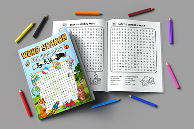 word search book book cover graphic design kids book mockups word search