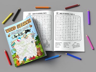 word search book book cover graphic design kids book mockups word search