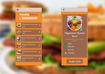 #DailyUI 043 : Food Menu Items app branding restaurant