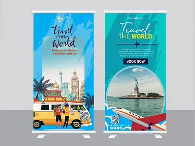 Travel banner 3d animation banner banners branding cards design graphic design illustration logo marketing motion graphics professional template travel banner travellers travels ui vector