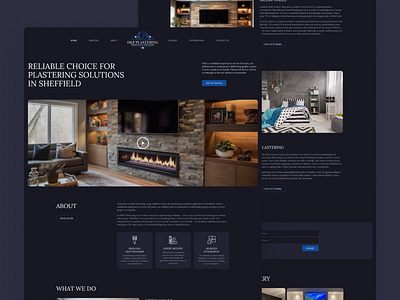 Plastering Company Website Design blue corporate dark design landing plastering ui ux web design website