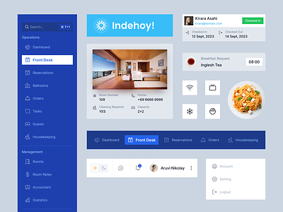 Indehoy! Hotel App Component 🏨 appointment breakfast component dashboard front desk guest holiday hotel hotel app housekeeping orders reservation room rate rooms setting vacation