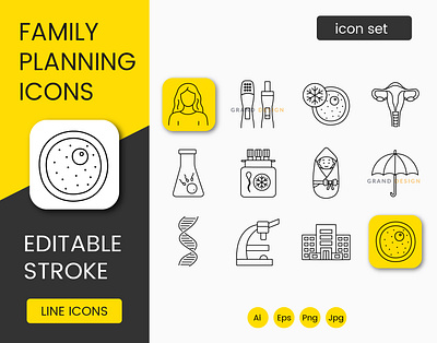 Infertility Solutions Icon Set editable stroke