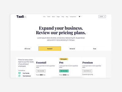 SaaS Pricing - TaaS Webflow Template design pricing responsive design saas template ui web design webflow