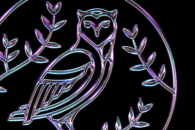 AthenaDAO Emblem animal logo bird logo brand identity branding chrome graphic design identity design illustration logo logo design owl