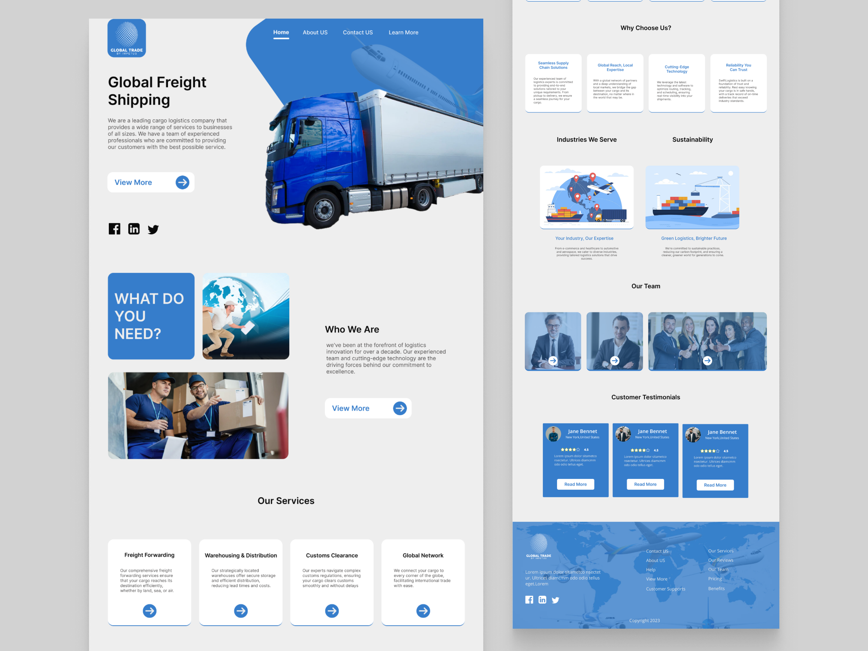 Cargo logistic website Design blue website design cargo website design figma fiverr freelancer logistic website design ui ui ux ux web header design website ui ux design