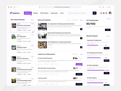 Dashboard - EduloTech app ar b2b branding component course dashboard design instructor landing page online learning saas service simulation table ui ux video web website