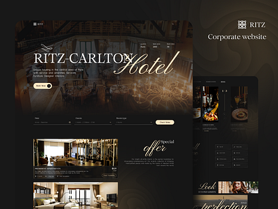 RITZ-CARLTON HOTEL WEBSITE DESIGN CONCEPT booking branding concept design desktop graphic design hotel logo luxury service ui ux website