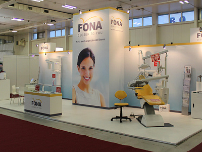 FONA by Sirona - Dental exhibition booth design / print billboard booth dental design designer exhibition graficky dizajner grafik high res piestany print slovakia slovensko stand