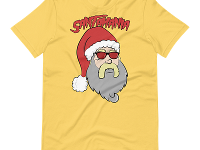 Santamania is runnin' wild, brother. christmas christmas shirt fun shirt hulk hogan hulkhogan hulkster pro wrestling red and yellow santa claus shirt tshirt wrestling