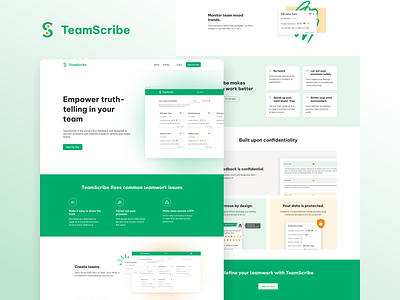 Tech SaaS tool | Landing page & branding anonymous branding dashboard desktop feedback green logo morale platform saas team tech tool ui web design website
