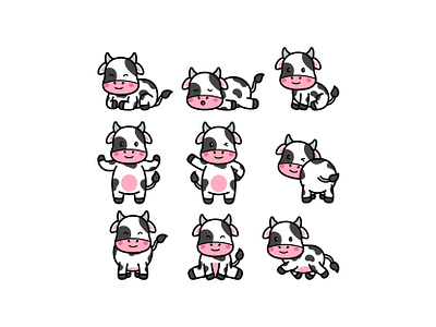 Strawberry Cute Cow by Maybk on Dribbble