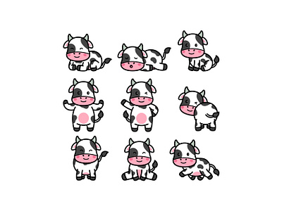 Cute Cow Doodle babycow cow cute cutecow doodle icon illustration logo vector