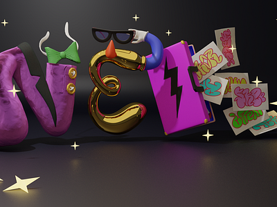 Digital sculpture "N Ё K" 3d design graphic design illustration typography