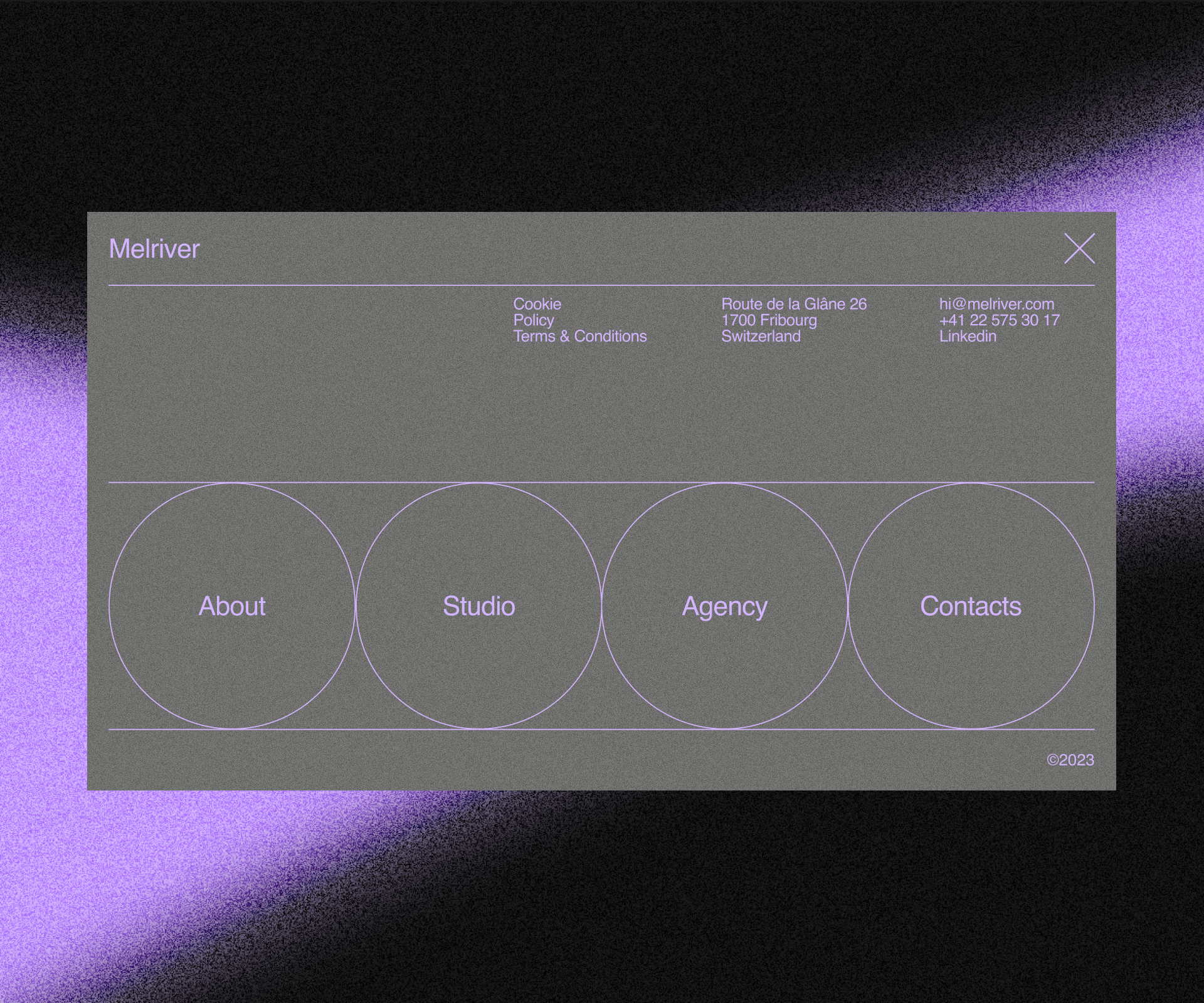 Website menu design for Melriver studio 3d animation branding design gradient illustration inspiration landing page logo logo design menu design motion design motion graphics ui ui design uiux design webdesign website menu design