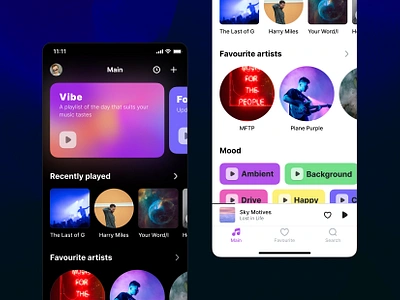 Personalized Playlist Vibe animation app ui brending card card ui commercial design floating ui music playlist product product design streaming ui