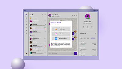 Tether a Web3 Social Messaging App (Light Mode) ui