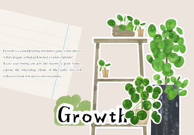 Interactive sharing of a game about growing plants ui