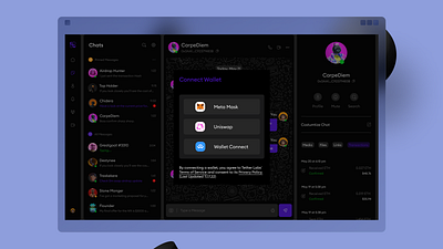 Tether a Web3 Social Messaging App (Dark Mode) I product design ui uiux web3