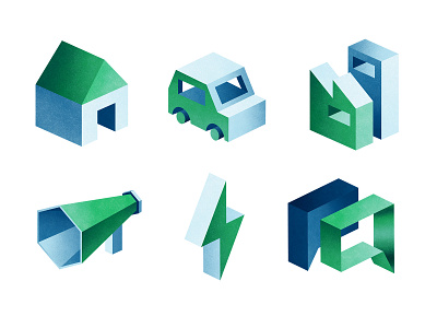 Isometric textured icons 3d blue green icons illustrator isometric texture