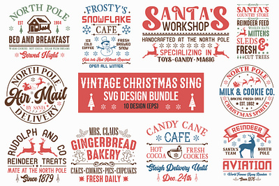 Vintage Christmas Sign SVG Bundle 3d animation app branding design graphic design illustration logo ui vector