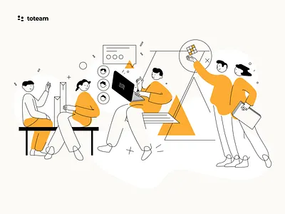 Illustration Pack for Toteam anthracite art branding girital art illustration outline