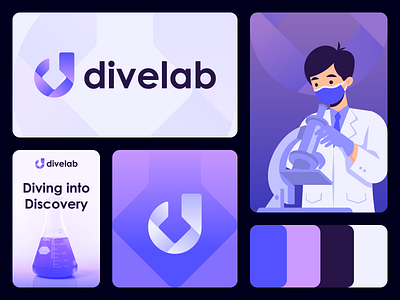 Divelab Visual Identity brand identity brand mark branding creative d letter d logo dimension divelab gradient icon lab logo laboratory logo logo design logodesigner logos science startup symbol technology visual identity