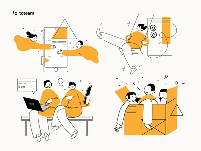 Illustration Pack for Toteam anthracite art branding design digital art graphic design illustration outline