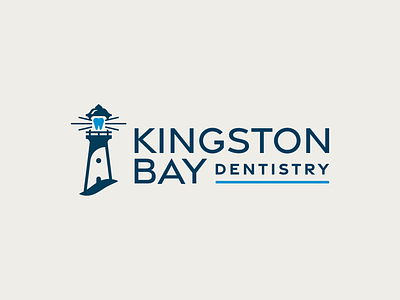 Kingston Bay Dentistry Identity branding dental dentist dentistry identity lighthouse logo tooth vector