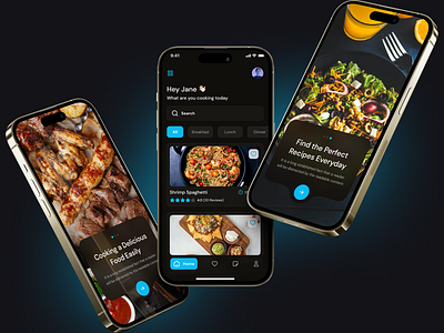 Food Recipe Mobile App app desing application cook app cook food cooking app design diet food app food cook book foodtech green ingredients learn cooking minimal mobile app online recipe recipe app recipe rating salad