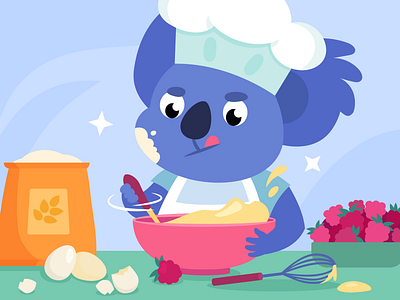 let's cook! coala cook cooking flat illustration mix