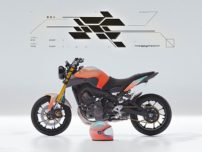 Motorcycle and Vibrant shape 3d branding cyberpunk design design graphic digital art exclusive futuristic gradient graphic graphic design grid design helmet minimal motorbike nft poster render stickers typography