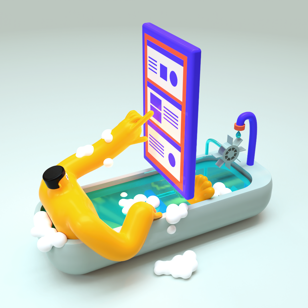Bath computer 3d 3d illustration bath bathtub computer funny illustration illustration quirky tech water weird womp