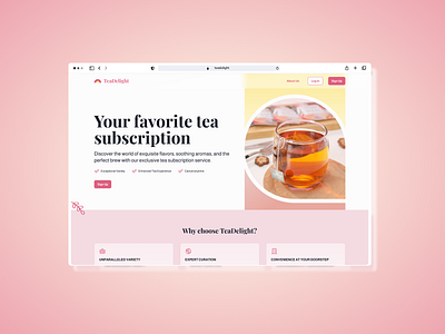 Website design concept - Tea Delight ai concept custom illustration pastel colors ui webdesign website design
