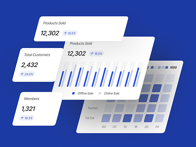 UI Cards app blue branding chart dashboard design finance fintech graph illustration logo minimal ui vector