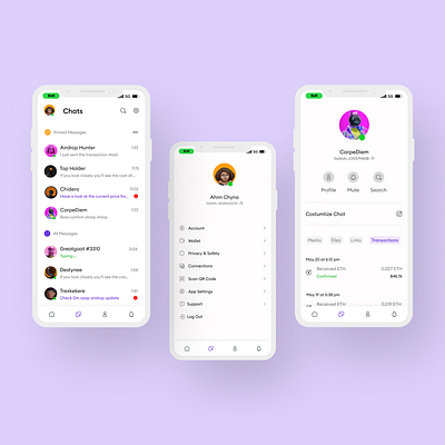 Tether a Web3 Social Messaging App (Mobile Light Mode) II crypto mobile ui product design ui uiux web3