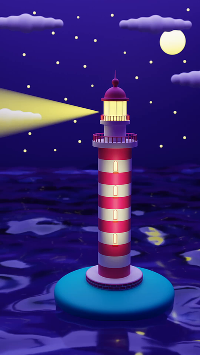Lighthouse 3d 3d illustration aliens animation blender illustration lighthouse loop night night sky sea spaceship ufo weird