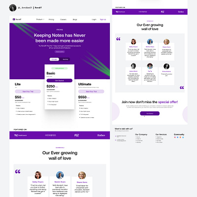 RendIT Landing Page design landing page product design ui uiux website