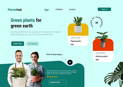 Landing Page : PlantsHub design home home page landing landing pg login plant plant pg signup ui ux web webdesign web page
