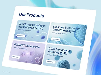 A Landing Page Template for Figma. Omnigene. blue business dna emerald exosome health home page lab landing page medical news organic research services test turquoise ui website white